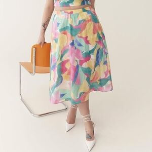 Reitmans Multicolor Abstract Midi Skirt